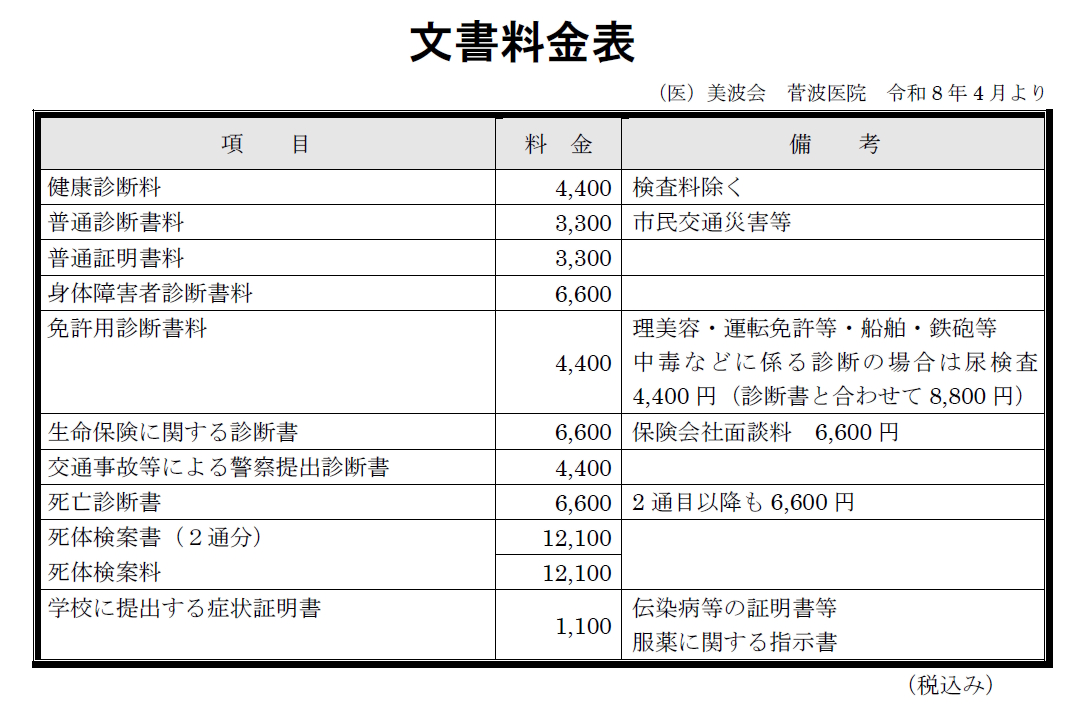 2-文書料金改定のお知らせ