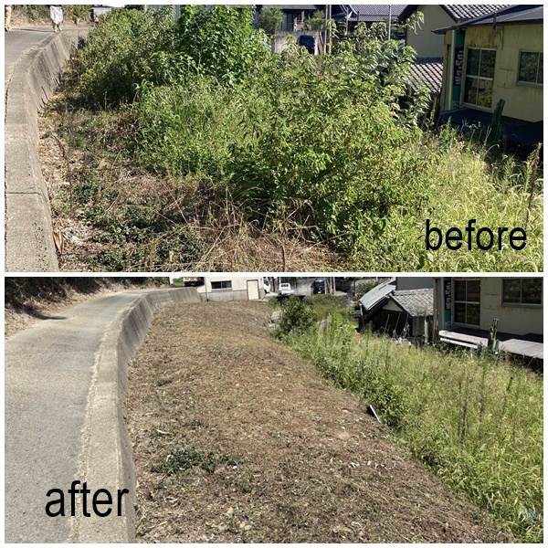 空き地、畑　草刈り作業