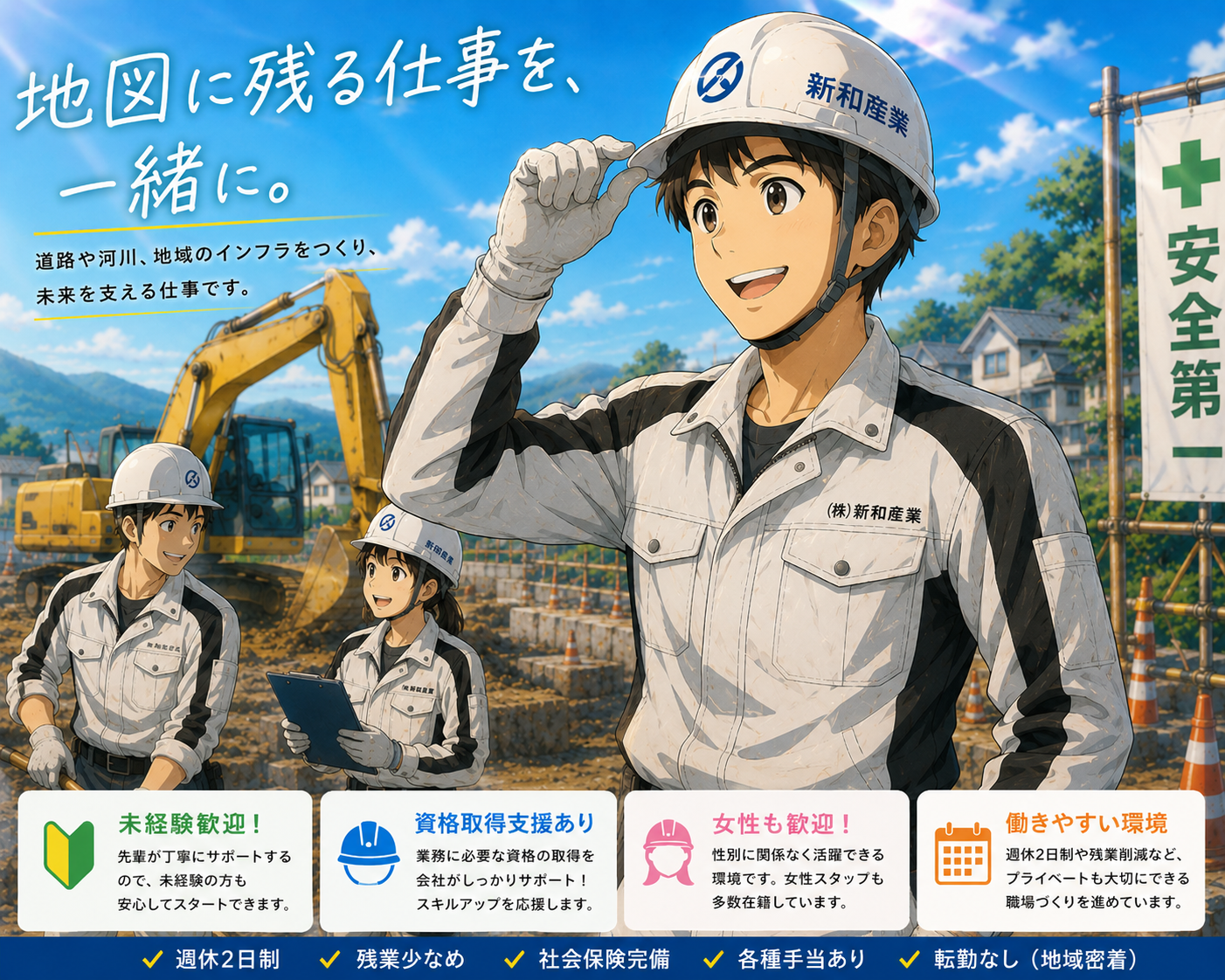 1-未経験から手に職！資格取得を応援！土木作業員募集