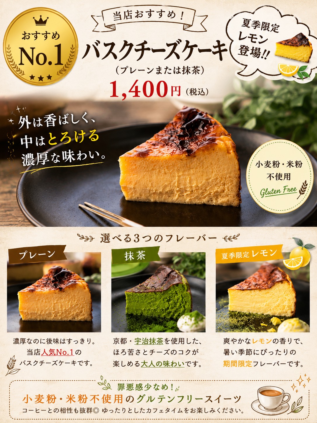 2-バスクチーズケーキにレモン登場！