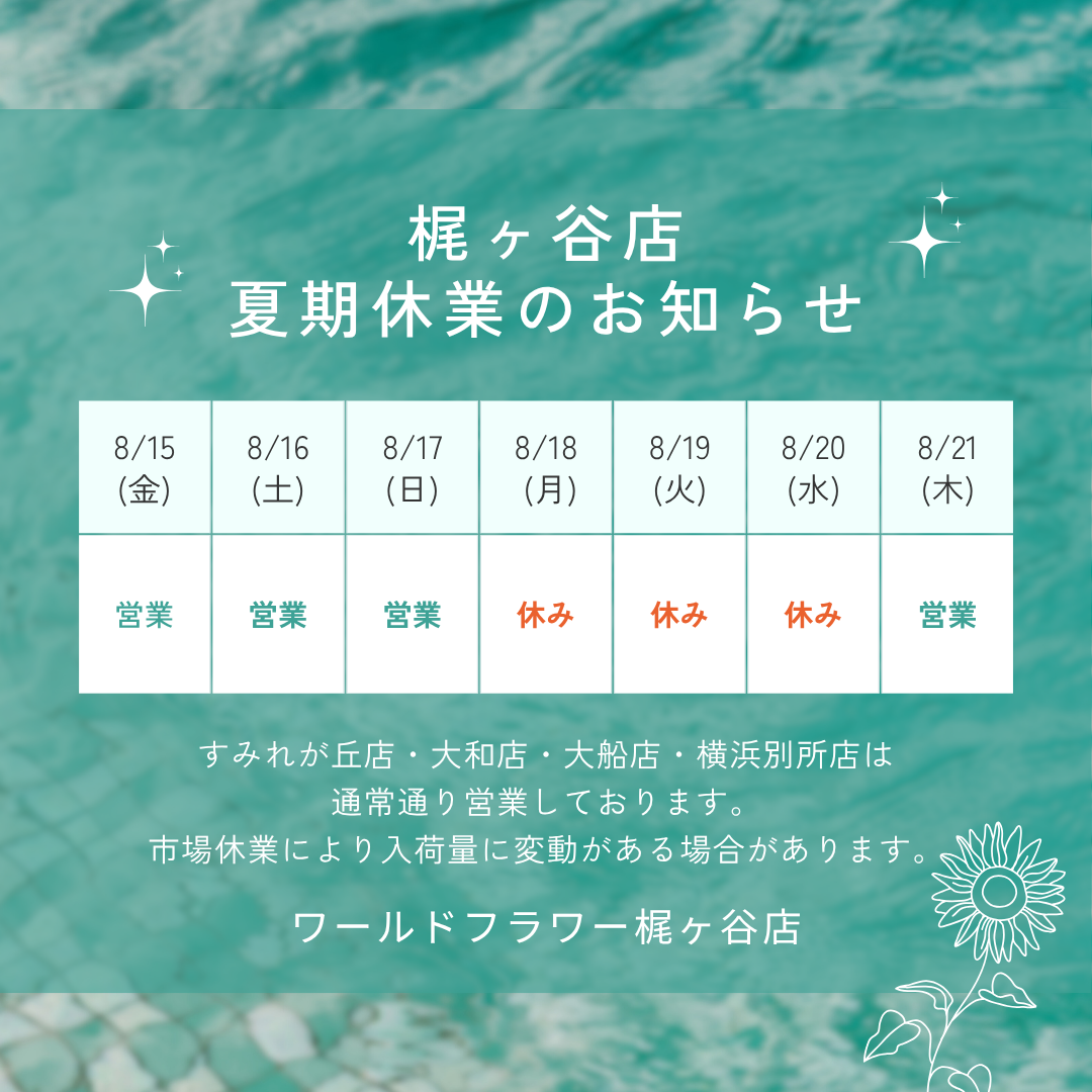 梶ケ谷店夏期休業のお知らせ