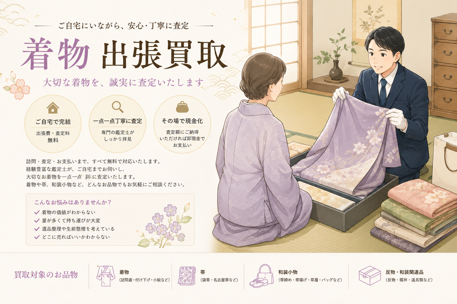 3-着物・反物・帯を高価買取｜反物の買取を強化中！