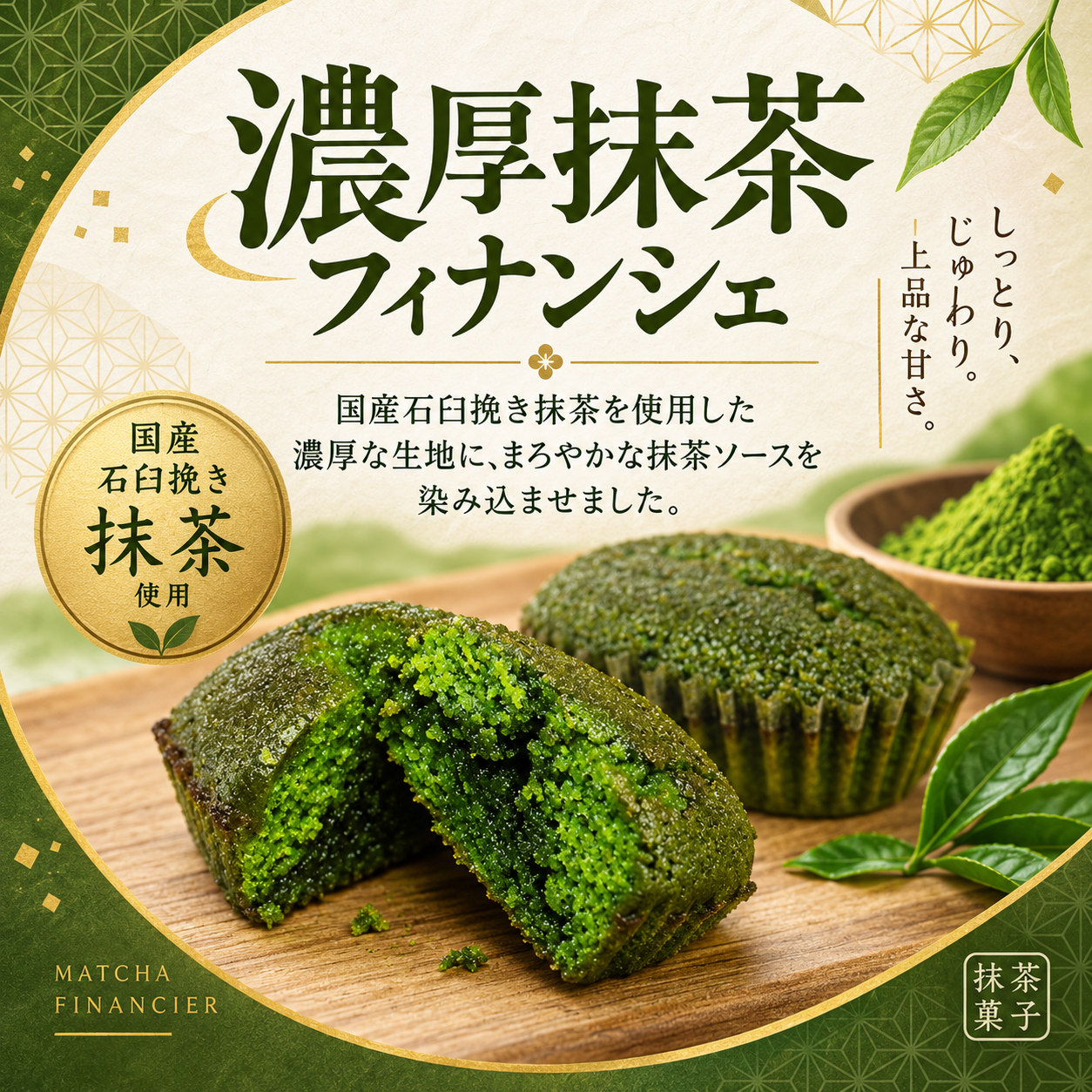 0-石臼挽きの濃厚抹茶のフィナンシェ